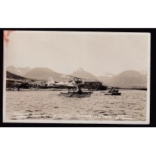 USHUAIA TIERRA DEL FUEGO HIDROAVION DE GUNTER PLUSCHOW ANTIGUA TARJETA POSTAL RARISIMA